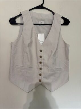 a new day Light Cream Button-Front Tailored Vest